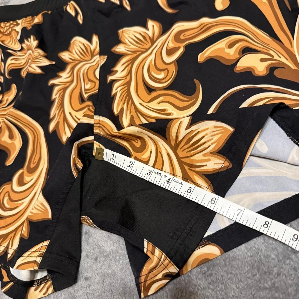 TacHuntFish THF 4XL Black‎ Gold Fleur de Lis Saints Athletic Gym Workout Shorts